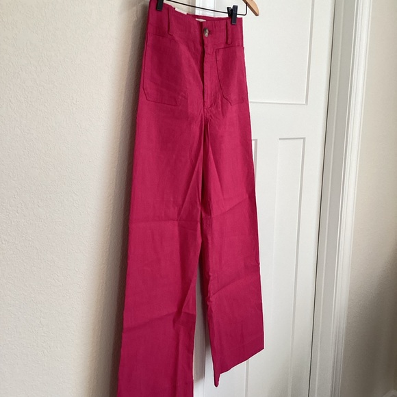 Anthropologie Colette Full-Length Wide-Leg Pants Maeve NEW Pink 28 Magic Fabric - Picture 6 of 15